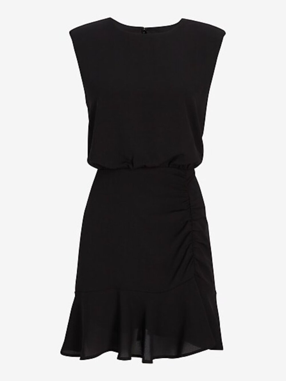 Express Ruched Ruffle Hem Mini Dress - Picture 5 of 10